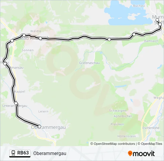 Поезд RB63: карта маршрута
