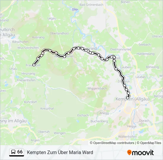 Автобус 66: карта маршрута