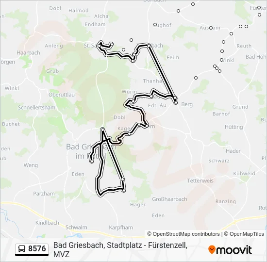 Автобус 8576: карта маршрута