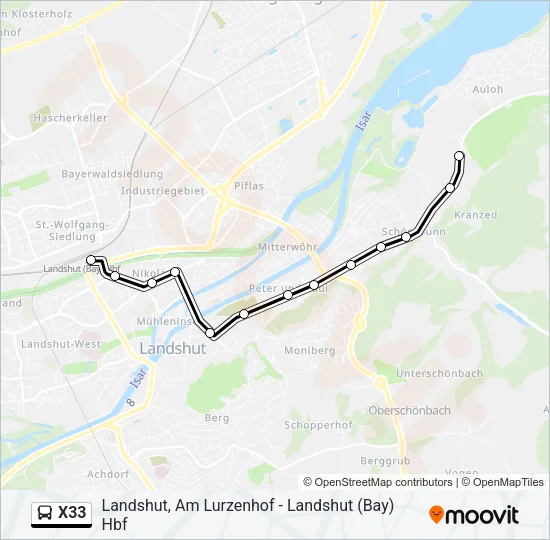 X33 Bus Line Map