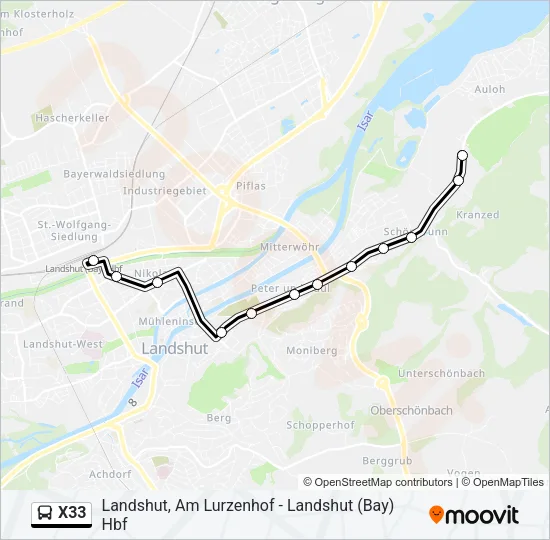 X33 Bus Line Map