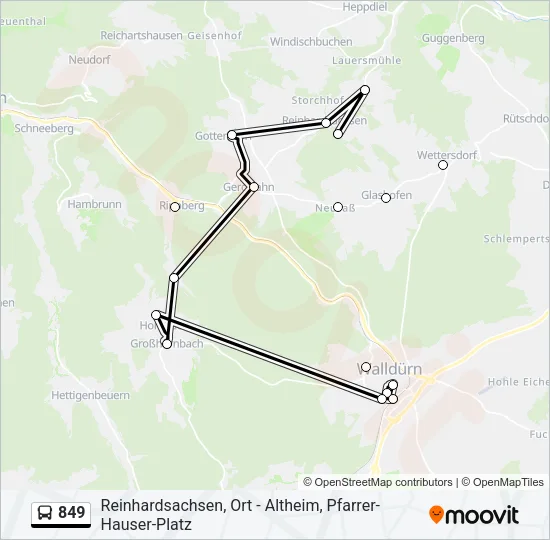 849 Bus Line Map