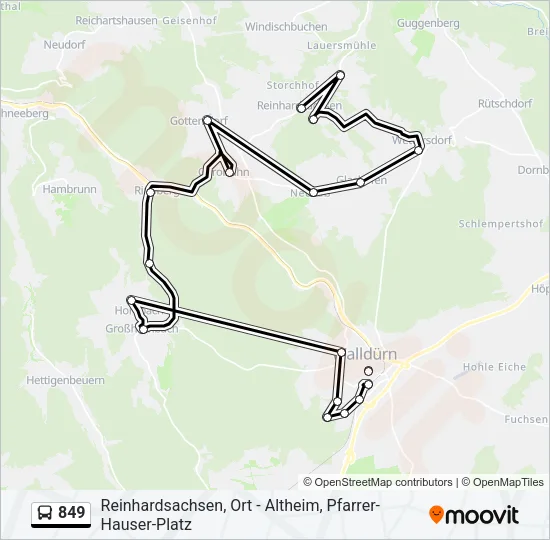 849 Bus Line Map