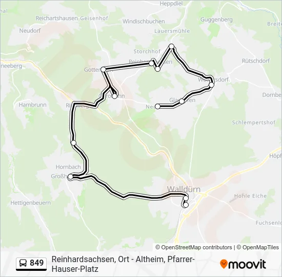 Автобус 849: карта маршрута
