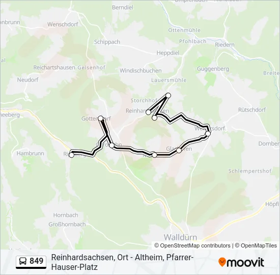 849 Bus Line Map
