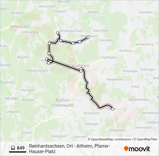Автобус 849: карта маршрута