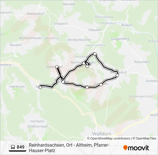 Автобус 849: карта маршрута