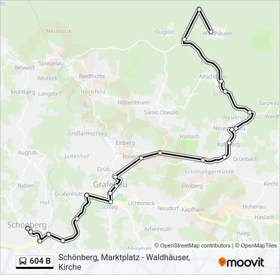 604 B Bus Line Map