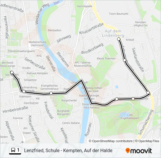 1 Bus Line Map