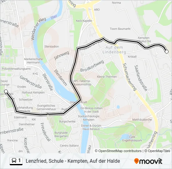 1 Bus Line Map