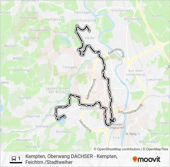 Автобус 1: карта маршрута