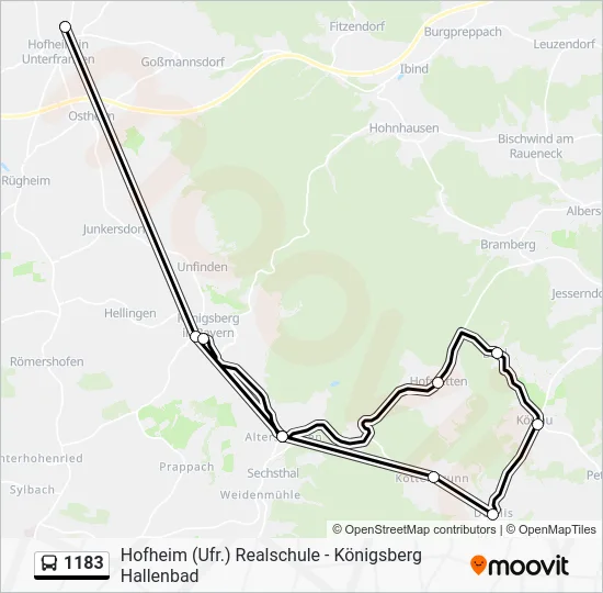 Автобус 1183: карта маршрута