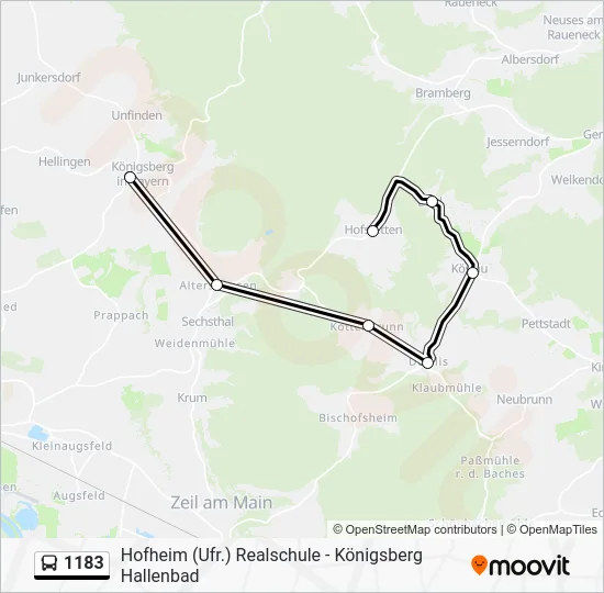 Автобус 1183: карта маршрута