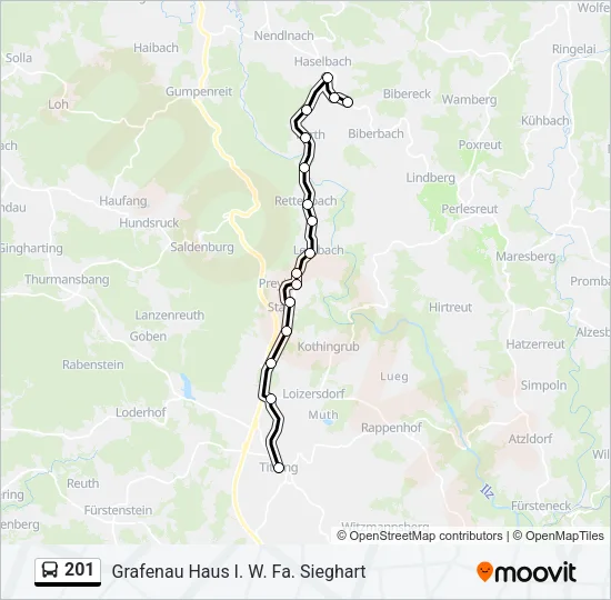 201 Bus Line Map
