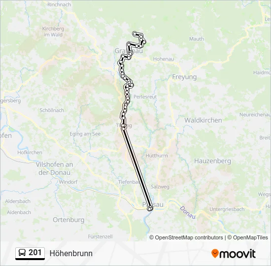 Автобус 201: карта маршрута