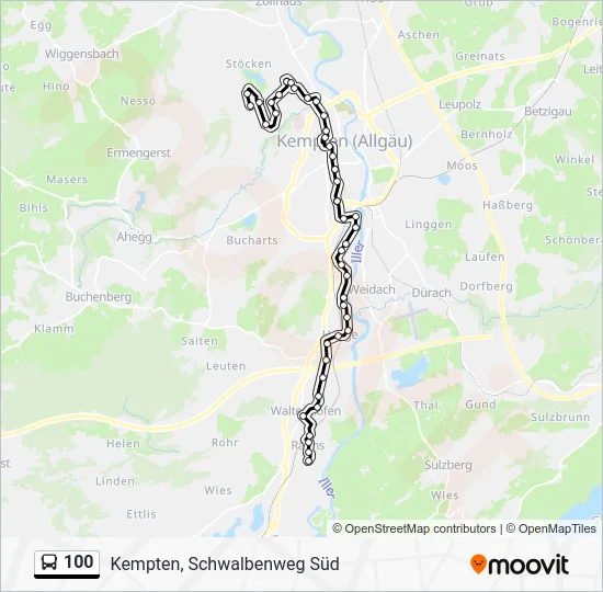 Автобус 100: карта маршрута