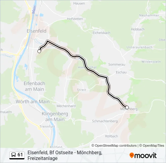 61 Bus Line Map