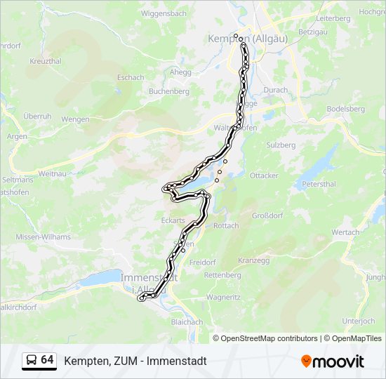 Автобус 64: карта маршрута
