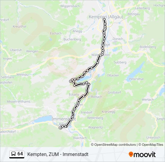 Автобус 64: карта маршрута