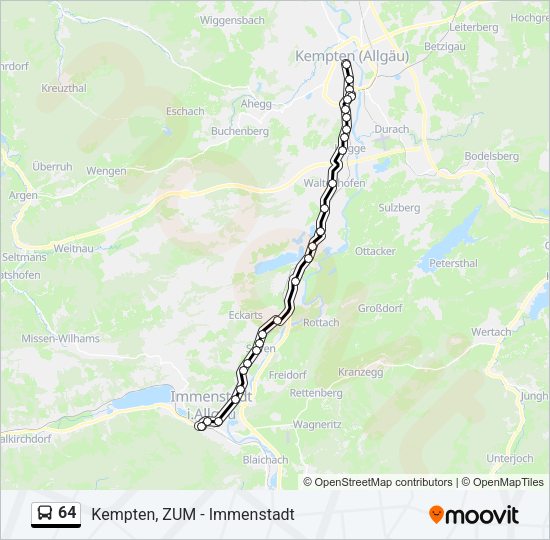 Автобус 64: карта маршрута