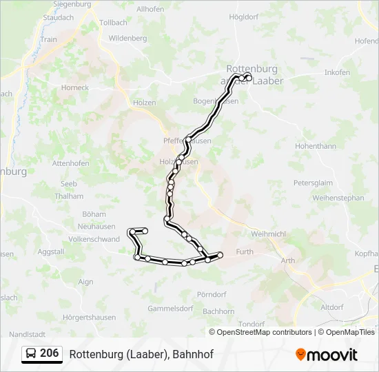 Автобус 206: карта маршрута