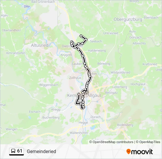 Автобус 61: карта маршрута