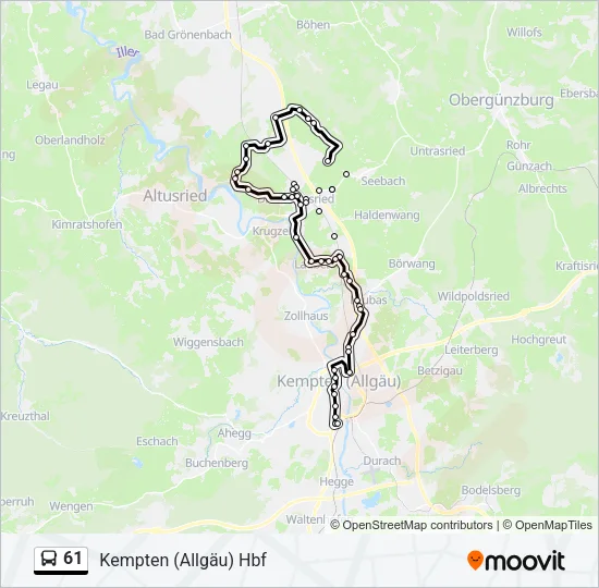 Автобус 61: карта маршрута