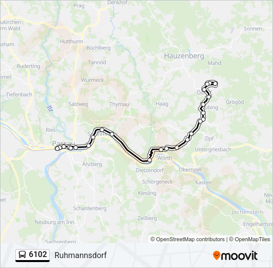 Автобус 6102: карта маршрута