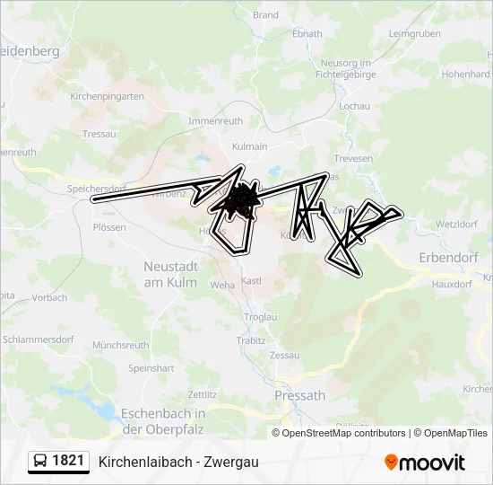 Автобус 1821: карта маршрута