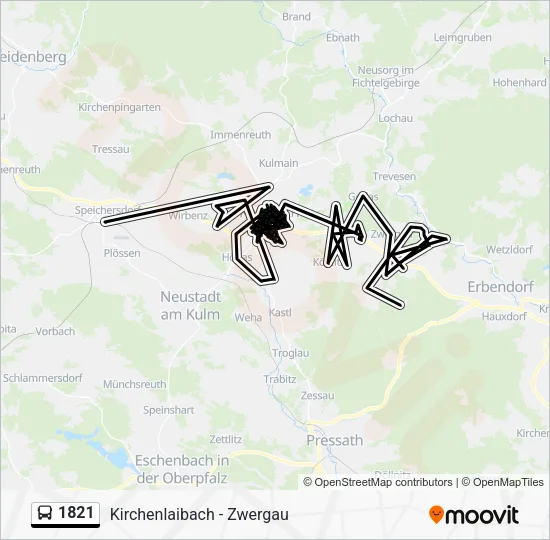 Автобус 1821: карта маршрута