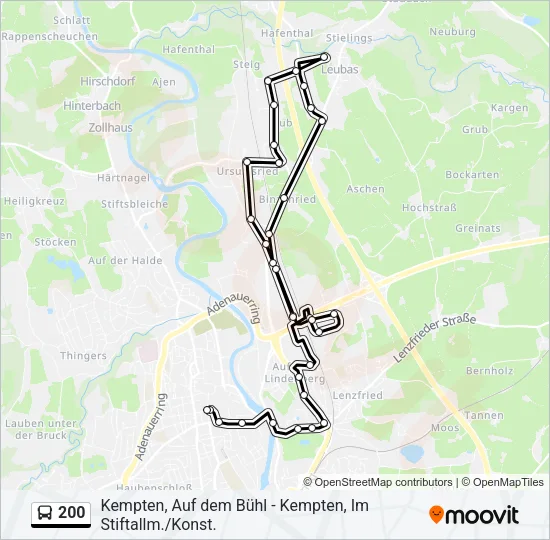 Автобус 200: карта маршрута