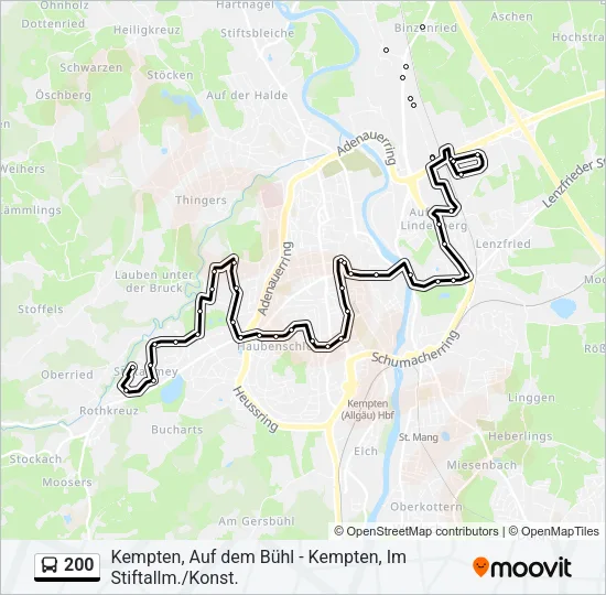 Автобус 200: карта маршрута