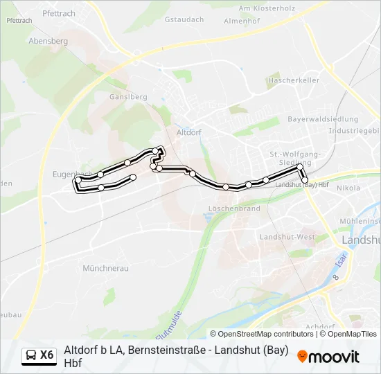 X6 Bus Line Map