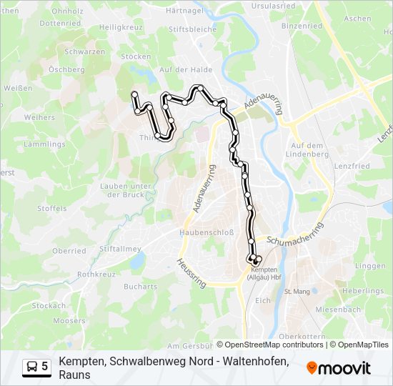 Автобус 5: карта маршрута