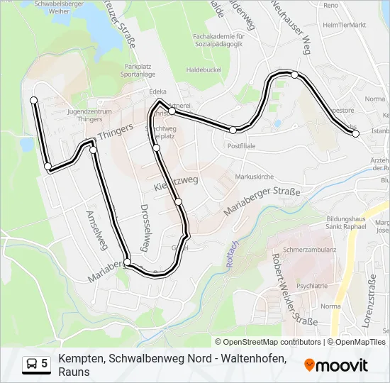 5 Bus Line Map