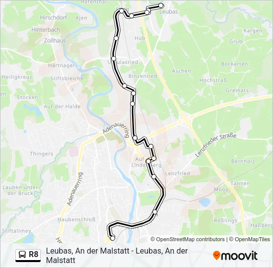 R8 Bus Line Map