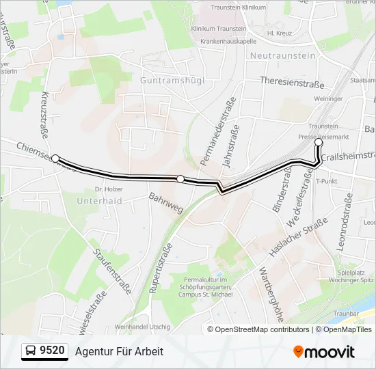 Автобус 9520: карта маршрута