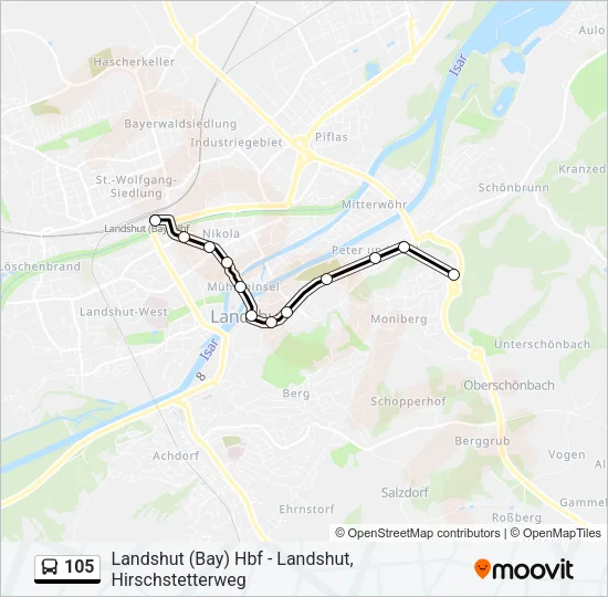 105 Bus Line Map