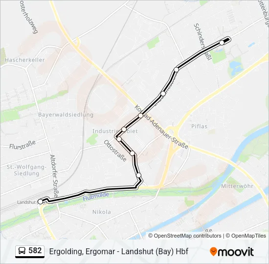 582 Bus Line Map