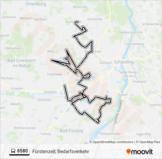 Автобус 8580: карта маршрута