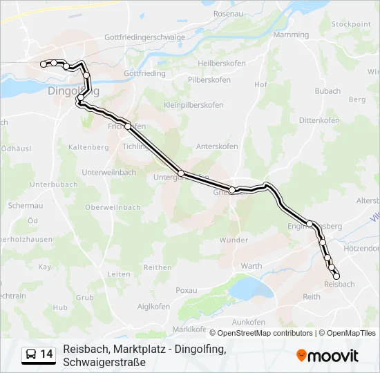 14 Bus Line Map