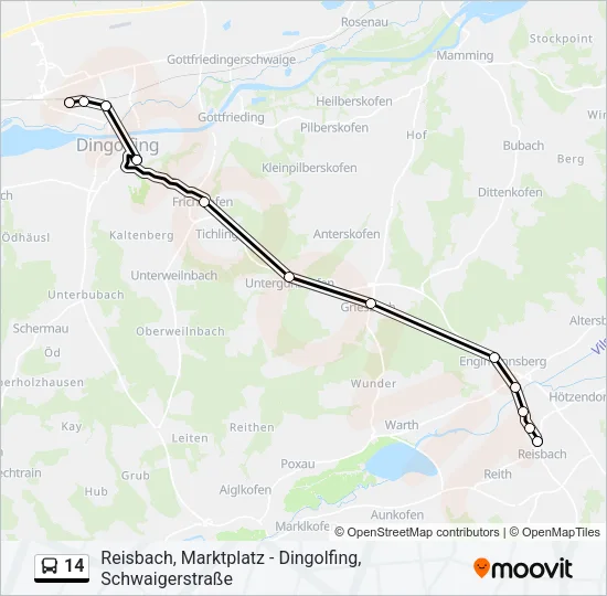 14 Bus Line Map