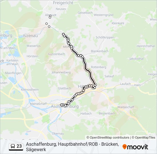 23 Route: Fahrpläne, Haltestellen & Karten - Aschaffenburg (Aktualisiert)