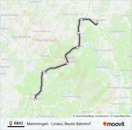 Поезд RB92: карта маршрута