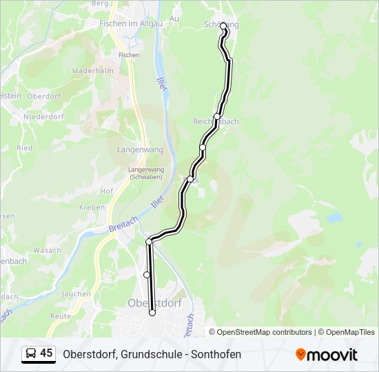 Buslinie 45 Karte
