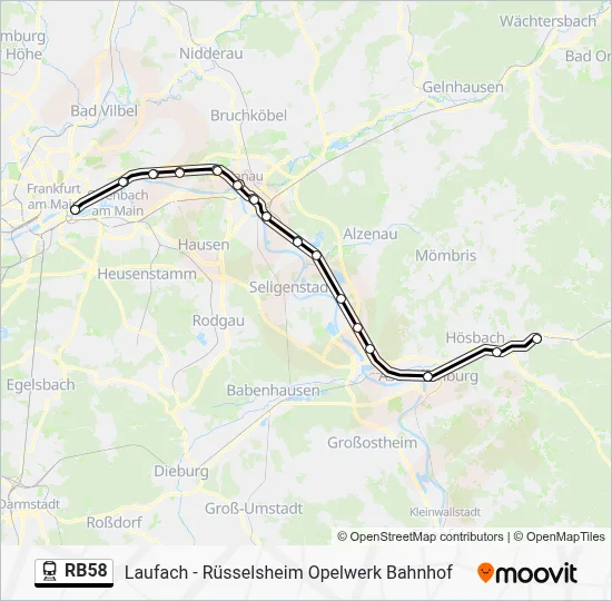 Bahnlinie RB58 Karte