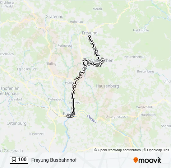 Автобус 100: карта маршрута