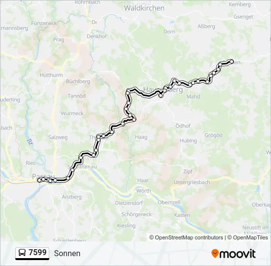 Автобус 7599: карта маршрута