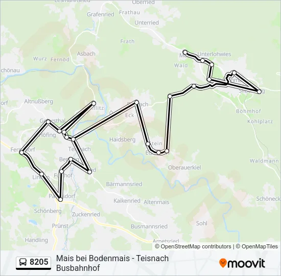 Автобус 8205: карта маршрута