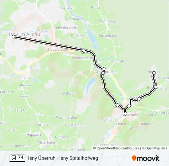 74 Bus Line Map